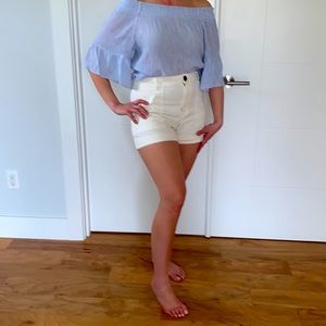 Flowy summer off the shoulder blue top